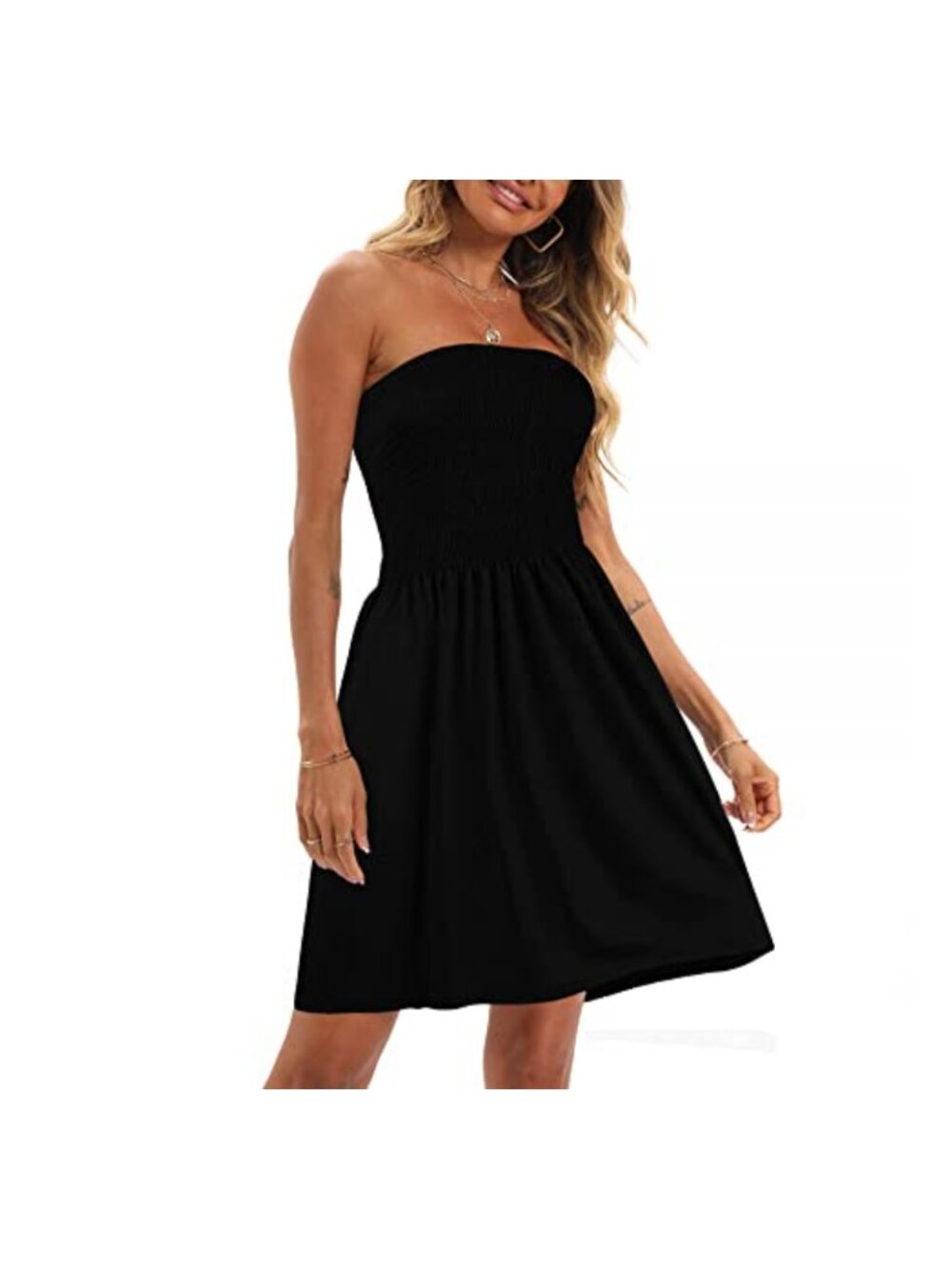 Tmore Summer Strapless Tube Dress for Women Boho Floral Mini Beach Vacation